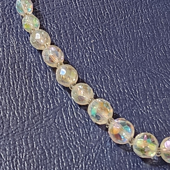 Vintage Fancy Aurora Borealis AB Crystal Bead Single Strand Necklace 20" Heavy - Picture 4 of 6